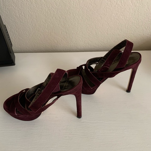 Stuart Weitzman Strappy Platform Heels - Suede 7 - Picture 3 of 6